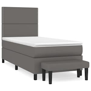 Box spring postel s matrací šedá 100x200 cm umělá kůže - obrázek 2