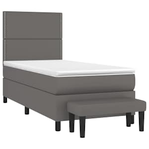 Box spring postel s matrací šedá 100x200 cm umělá kůže - obrázek 3