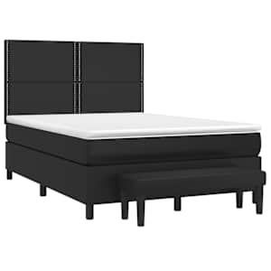 Box spring postel s matrací černá 140 x 190 cm umělá kůže - obrázek 3