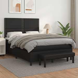 Box spring postel s matrací černá 140 x 190 cm umělá kůže - obrázek 1