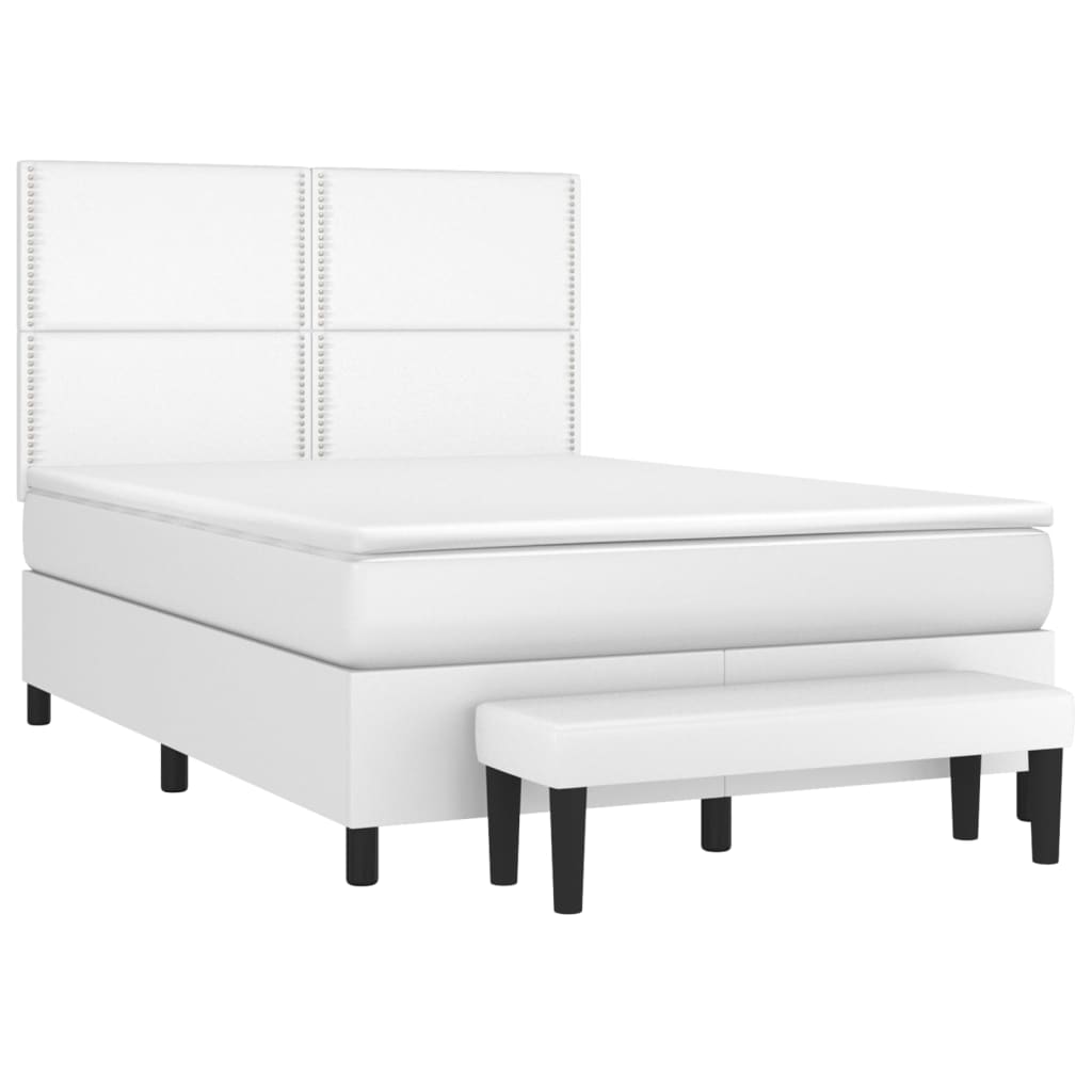 vidaXL Boxspring met matras kunstleer wit 140x190 cm afbeelding