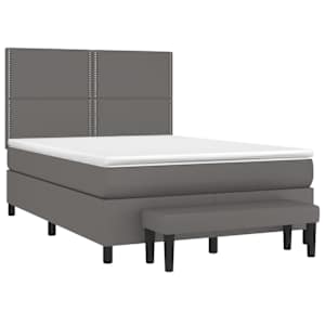 Box spring postel s matrací šedá 140 x 190 cm umělá kůže - obrázek 3