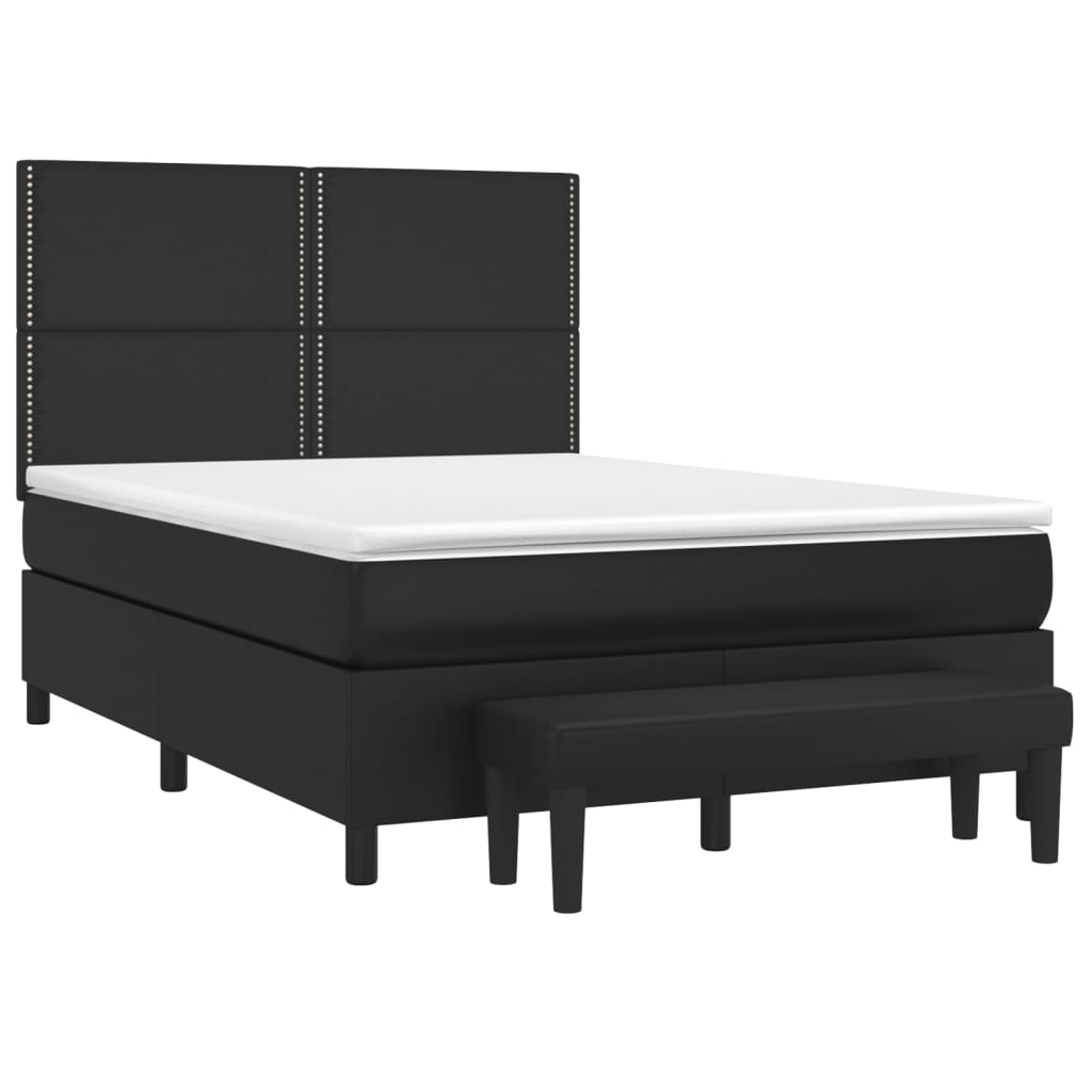 vidaXL Boxspring met matras kunstleer zwart 140x200 cm afbeelding