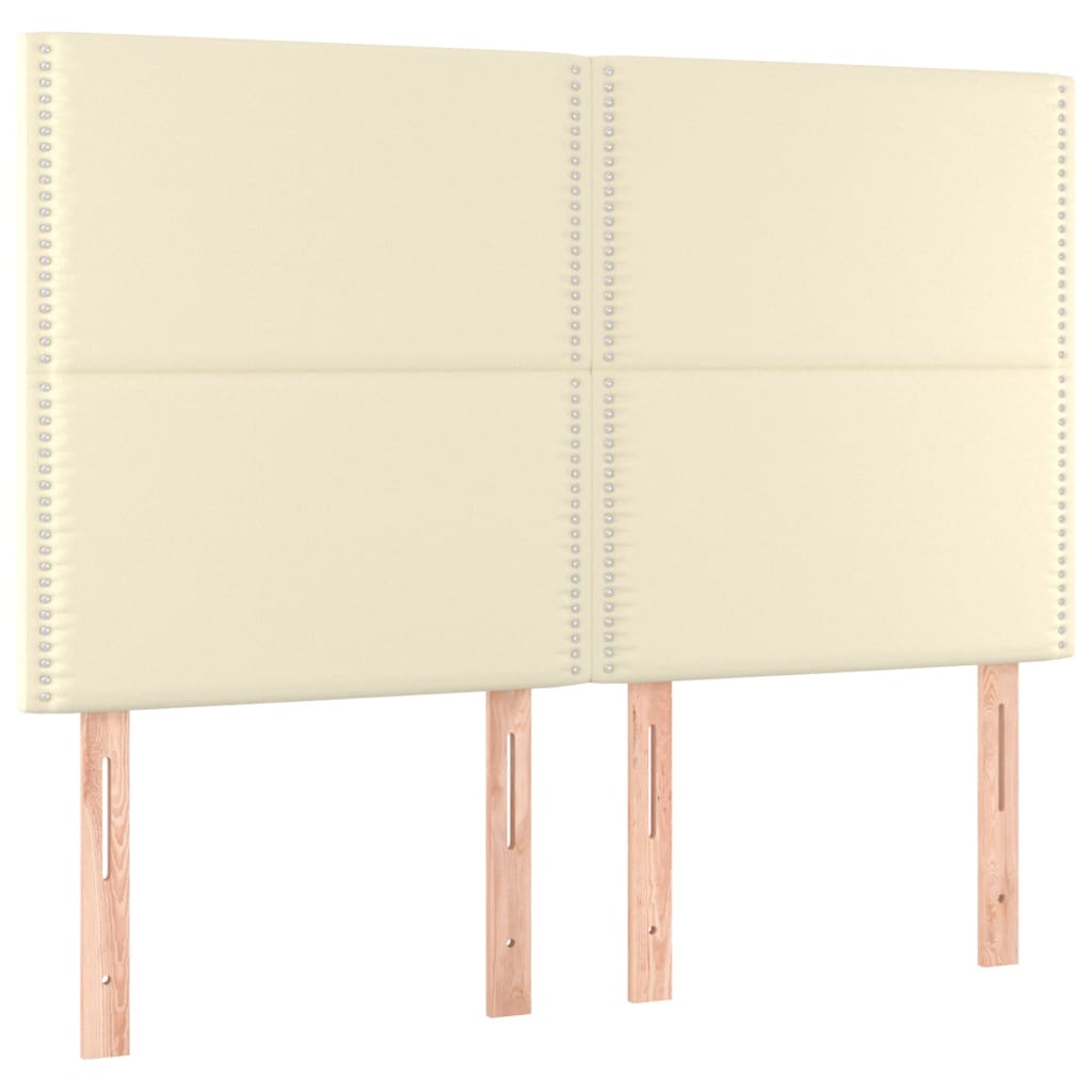 Боксспринг легло с матрак, кремаво, 140x200 см, изкуствена кожа