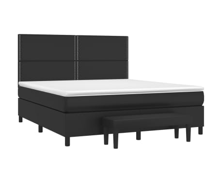 vidaXL Boxspringbett mit Matratze Schwarz 160x200 cm Kunstleder