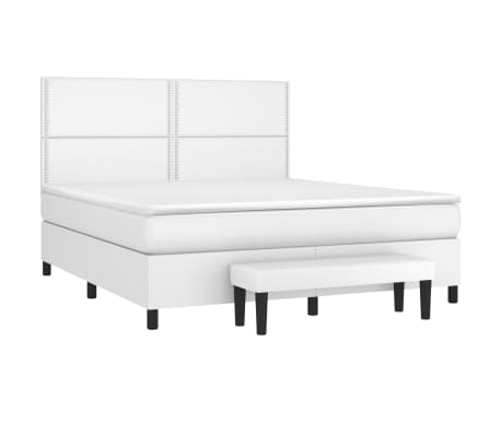 vidaXL Sommier à lattes de lit avec matelas Blanc 160x200cm Similicuir