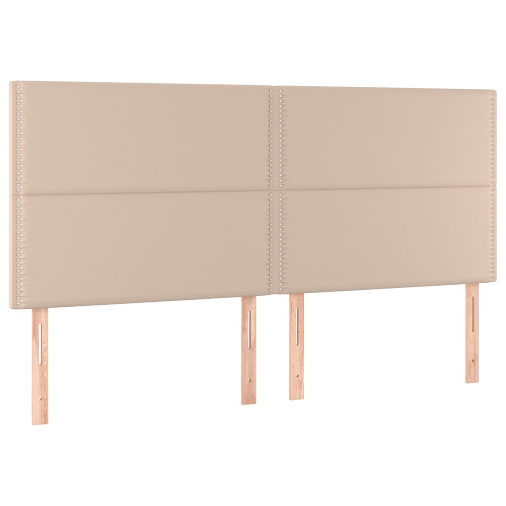 Pat box spring cu saltea, cappuccino, 160x200cm piele ecologică