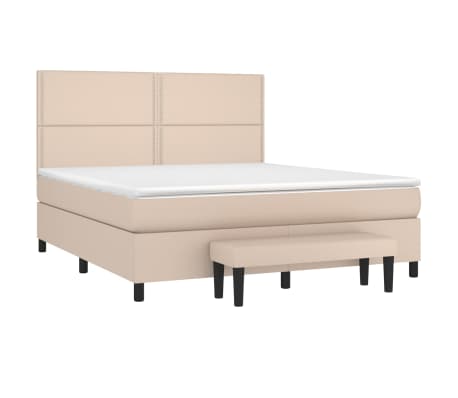 vidaXL Κρεβάτι Boxspring με Στρώμα Καπουτσίνο 160x200εκ.από Συνθ.Δέρμα