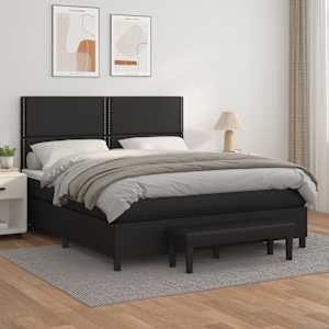 Box spring postel s matrací černá 180x200 cm umělá kůže - obrázek 1