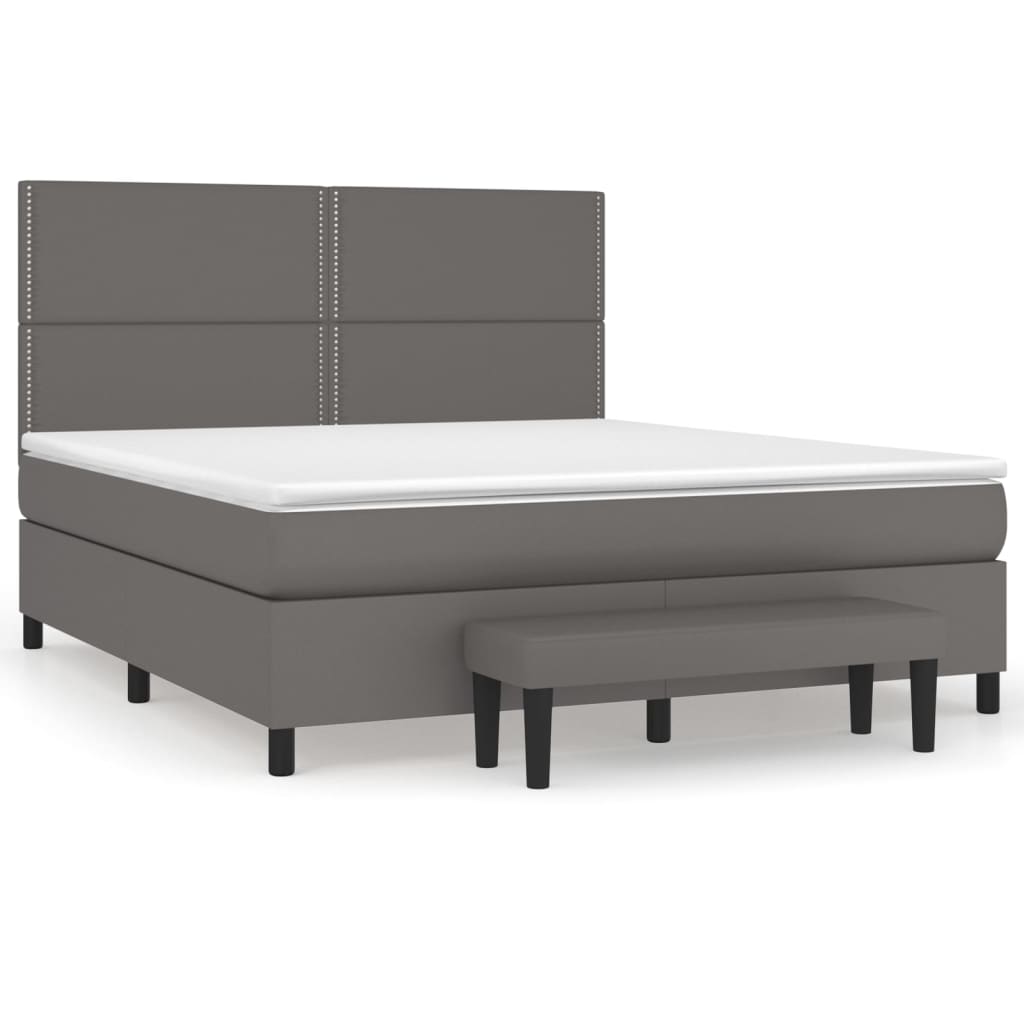 vidaXL Box spring postel s matrací šedá 180x200 cm umělá kůže