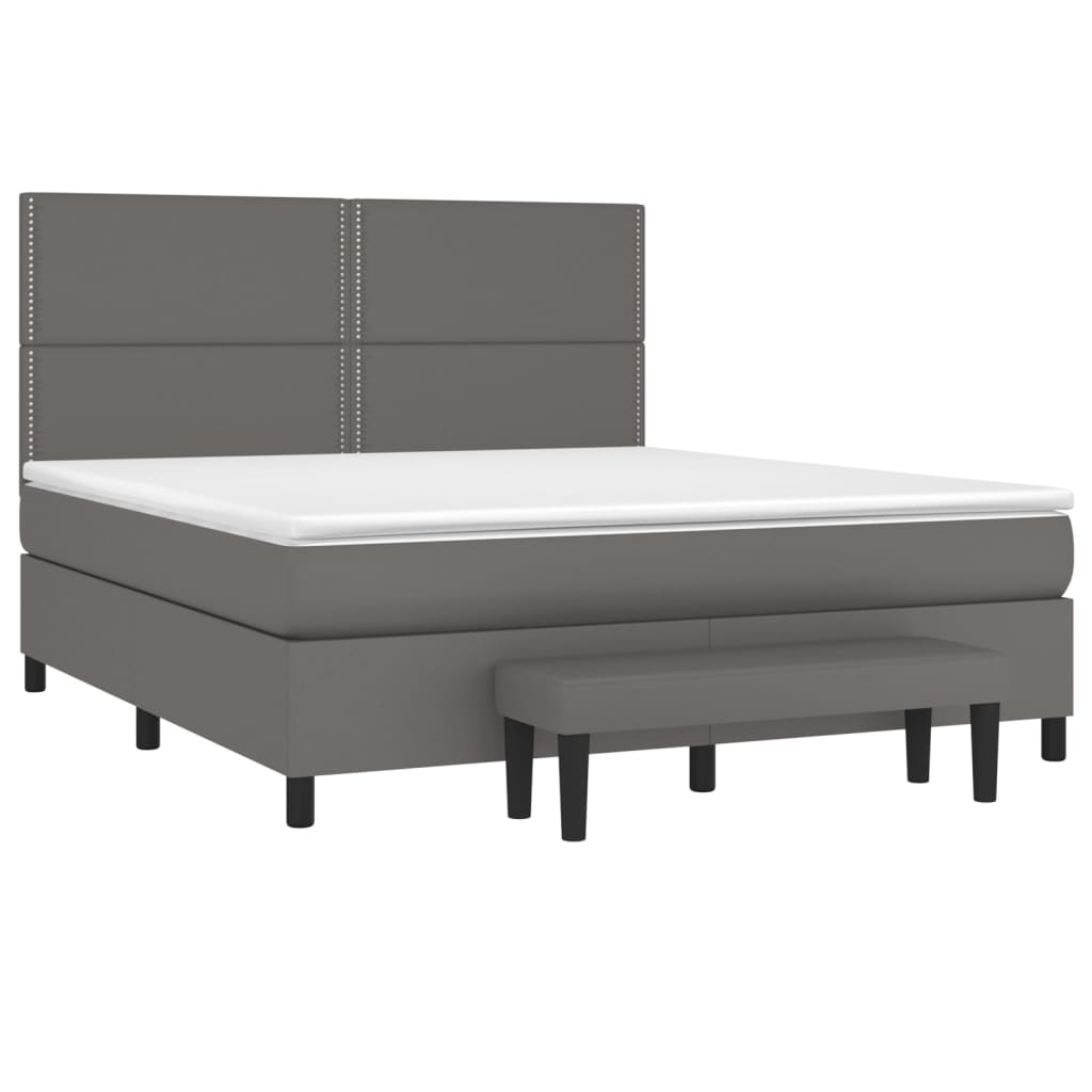 vidaXL Boxspring met matras kunstleer grijs 180x200 cm afbeelding
