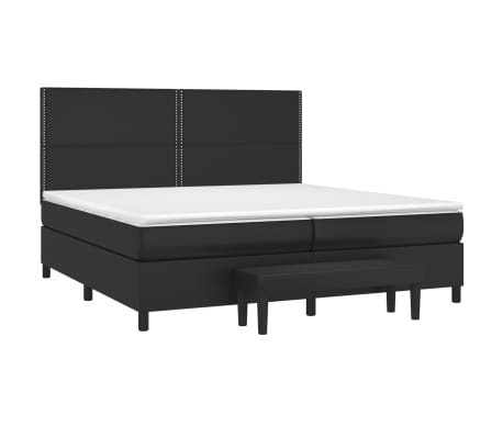 vidaXL Boxspringbett mit Matratze Schwarz 200x200 cm Kunstleder