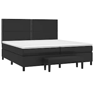 Box spring postelja z vzmetnico črna 200x200 cm umetno usnje - slika 3