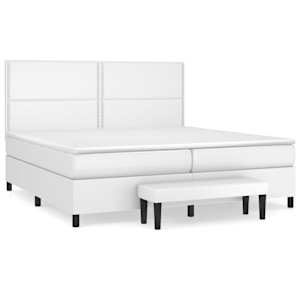 Box spring postel s matrací bílá 200x200 cm umělá kůže - obrázek 2