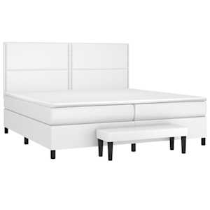 Box spring postel s matrací bílá 200x200 cm umělá kůže - obrázek 3