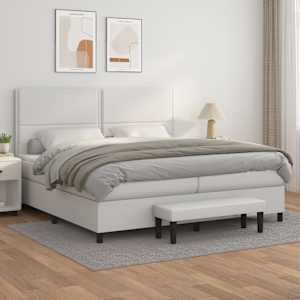 Box spring postel s matrací bílá 200x200 cm umělá kůže - obrázek 1