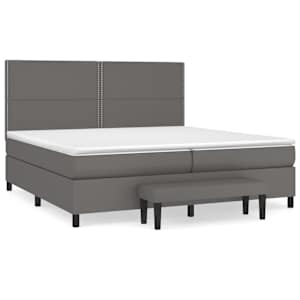 Box spring postel s matrací šedá 200x200 cm umělá kůže - obrázek 2