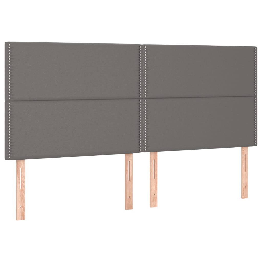 Pat box spring cu saltea, gri, 200x200 cm, piele ecologică