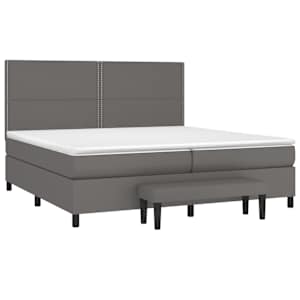 Box spring postelja z vzmetnico siva 200x200 cm umetno usnje - slika 3