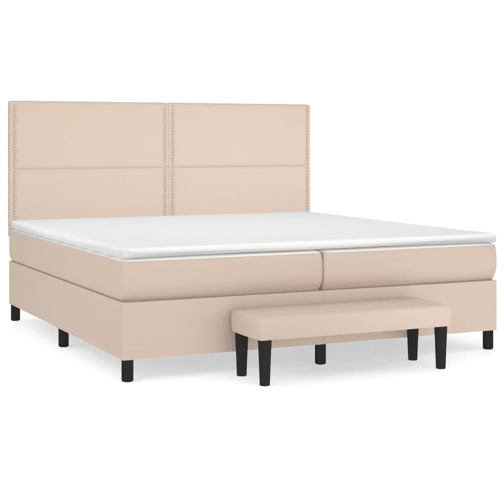 Box spring postel s matrací cappuccino 200 x 200 cm umělá kůže