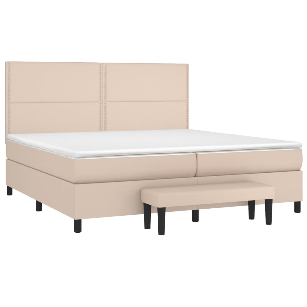 Box spring postel s matrací cappuccino 200 x 200 cm umělá kůže