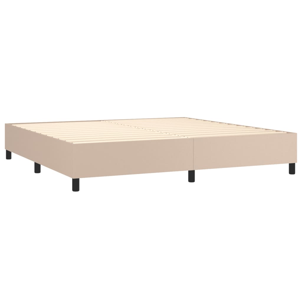 Box spring postel s matrací cappuccino 200 x 200 cm umělá kůže