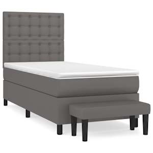 Box spring postel s matrací šedá 80 x 200 cm umělá kůže - obrázek 2
