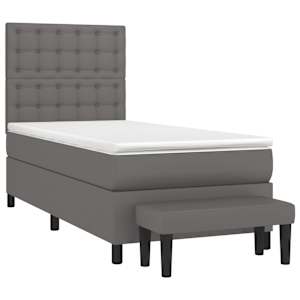 Box spring postel s matrací šedá 80 x 200 cm umělá kůže - obrázek 3