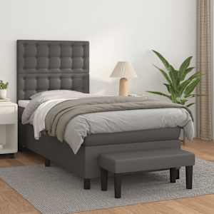 Box spring postel s matrací šedá 80 x 200 cm umělá kůže - obrázek 1