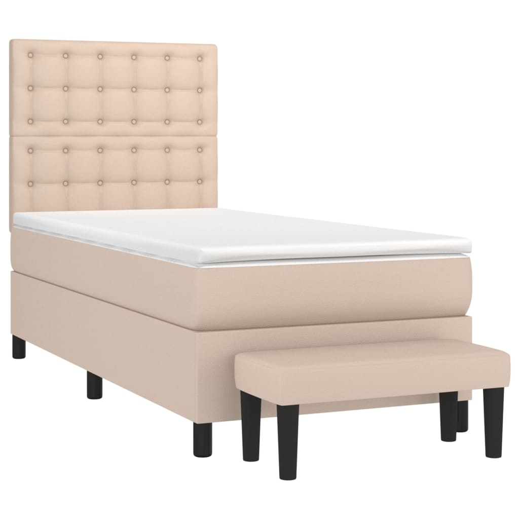 vidaXL Boxspringbett mit Matratze Cappuccino-Braun 80x200cm Kunstleder