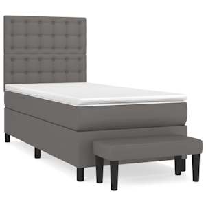 Box spring postel s matrací šedá 90x190 cm umělá kůže - obrázek 2