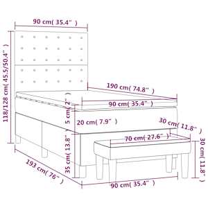 Box spring postel s matrací cappuccino 90x190 cm umělá kůže - obrázek 8