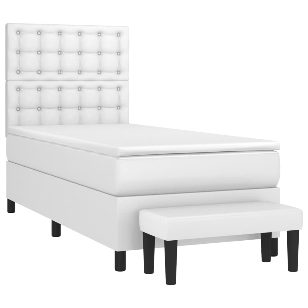 vidaXL Boxspring met matras kunstleer wit 90x200 cm afbeelding