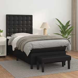 Box spring postel s matrací černá 100x200 cm umělá kůže - obrázek 1