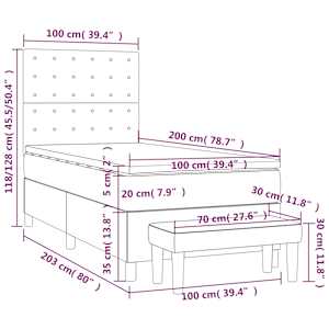 Box spring postelja z vzmetnico bel 100x200 cm umetno usnje - slika 8