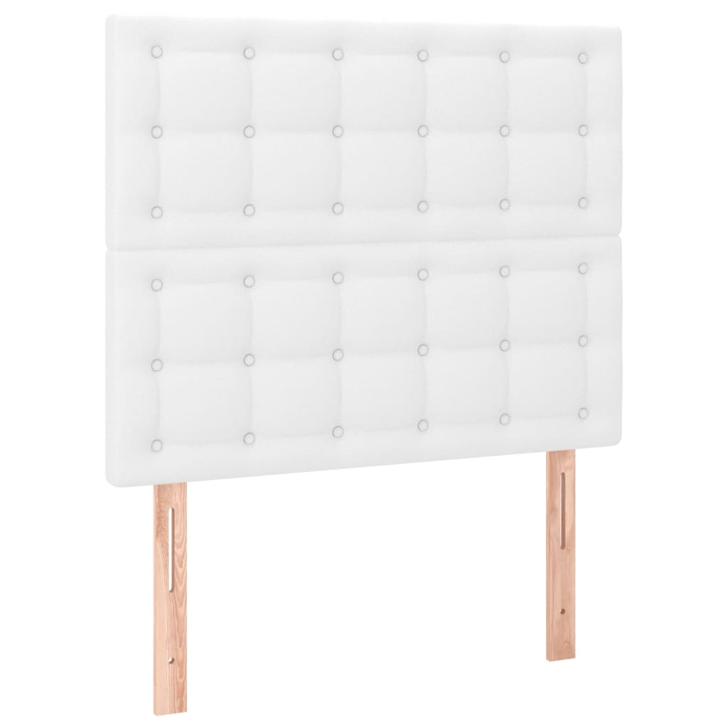 Pat box spring cu saltea, alb, 120x200 cm, piele ecologică