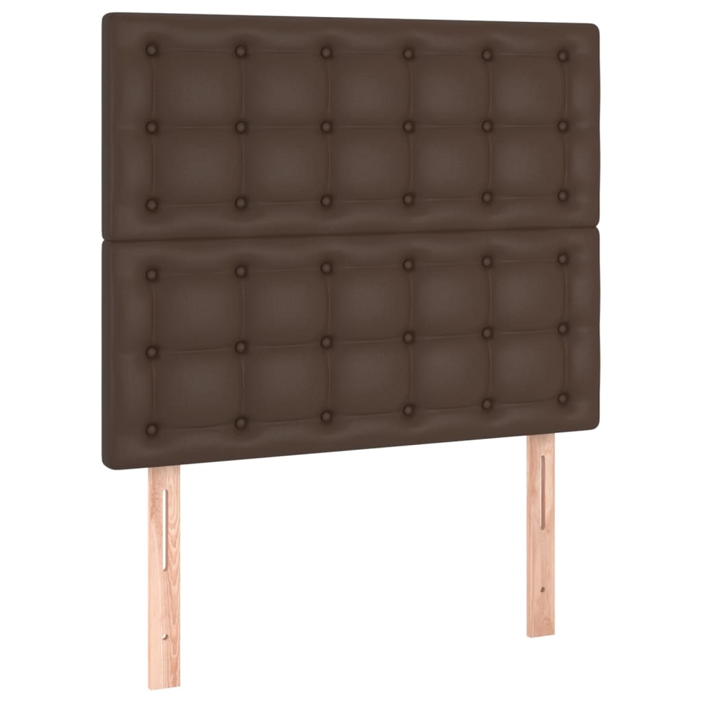 Pat box spring cu saltea, maro, 120x200 cm, piele ecologică