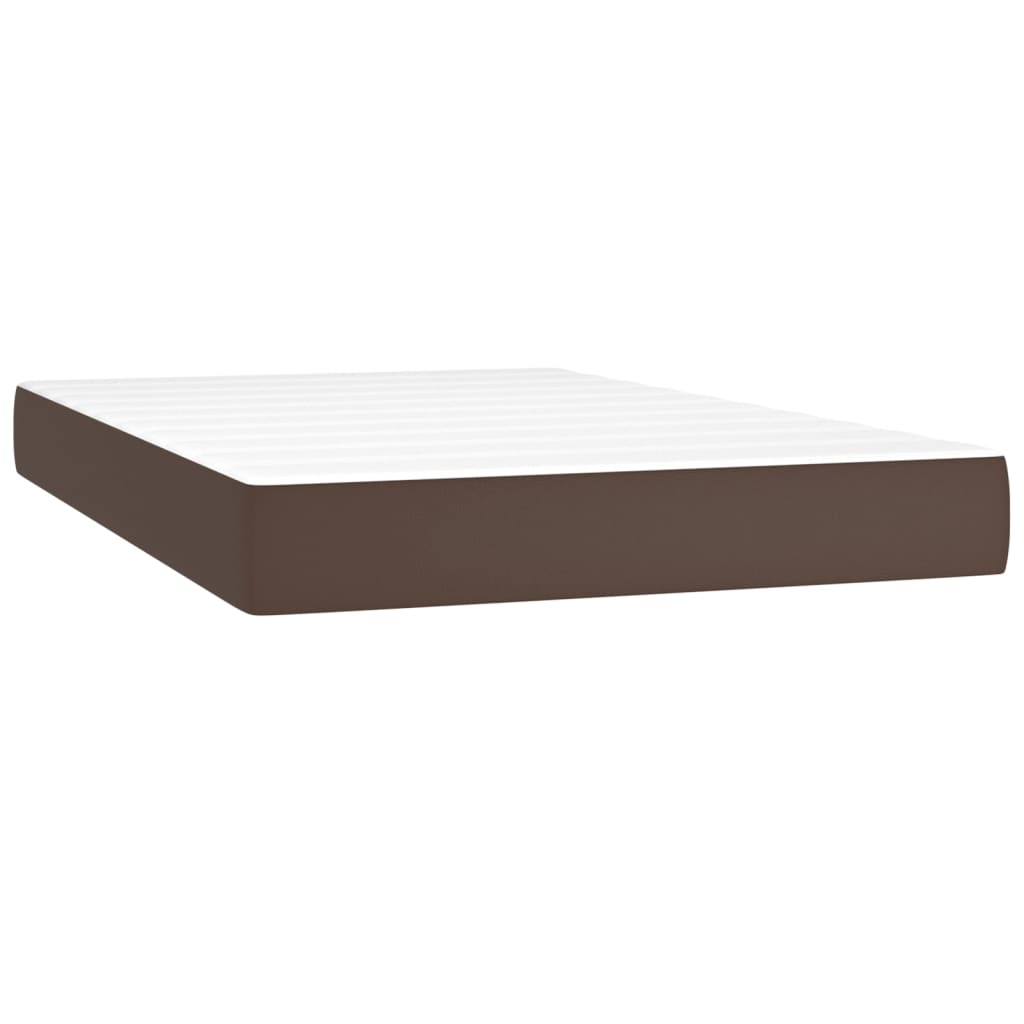 Pat box spring cu saltea, maro, 120x200 cm, piele ecologică