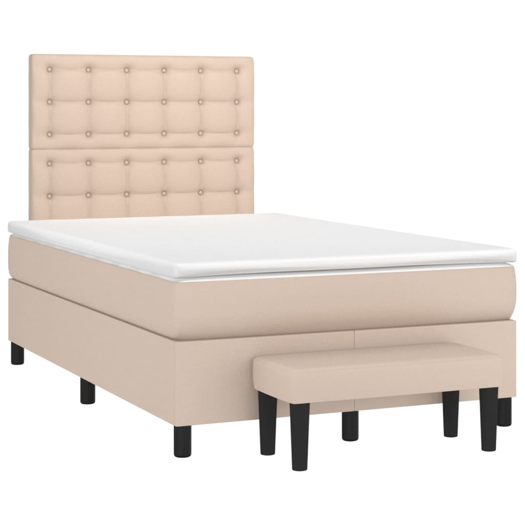 vidaXL Boxspringbett Matratze Cappuccino-Braun 120x200cm Kunstleder