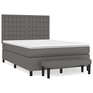 Box spring postel s matrací šedá 140 x 190 cm umělá kůže - obrázek 2