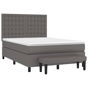 Box spring postel s matrací šedá 140 x 190 cm umělá kůže - obrázek 3