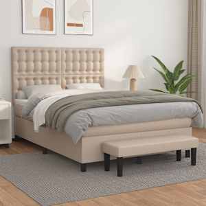 Box spring postel s matrací cappuccino 140x190 cm umělá kůže - obrázek 1