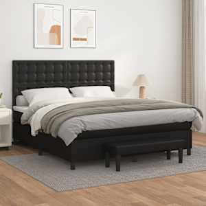 Box spring postel s matrací černá 160x200 cm umělá kůže - obrázek 1