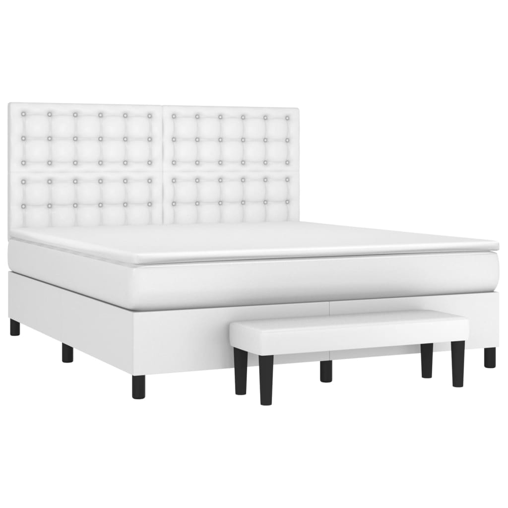 vidaXL Boxspring met matras kunstleer wit 160x200 cm afbeelding