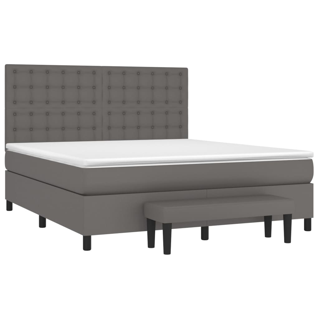 vidaXL Boxspringbett mit Matratze Grau 160x200 cm Kunstleder