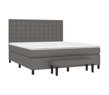 vidaXL Boxspringbett mit Matratze Grau 160x200 cm Kunstleder