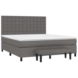 Box spring postel s matrací šedá 160x200 cm umělá kůže - obrázek 3