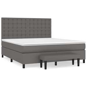 Box spring postel s matrací šedá 180x200 cm umělá kůže - obrázek 2
