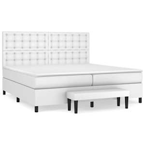 Box spring postel s matrací bílá 200x200 cm umělá kůže - obrázek 2