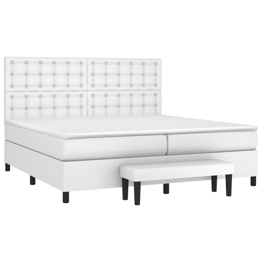 vidaXL Boxspring met matras kunstleer wit 200x200 cm afbeelding